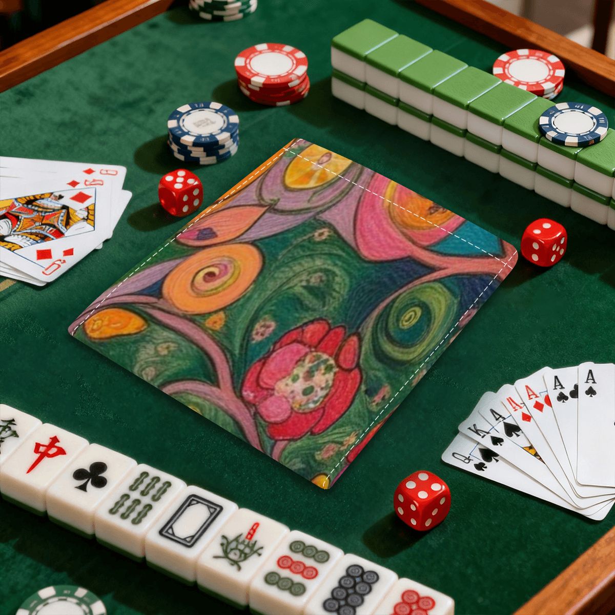 Klimt Watercolor 4 Mahjong Card Holder with Line Finder 1 - Splash Of Mahj And Color Co.