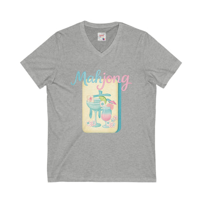 Mahjong V-Neck Tee for Game Nights, Relaxed Style for Board Game Lovers, Perfect Gift for Mahjong Enthusiasts, Casual Wear, Fun Tee