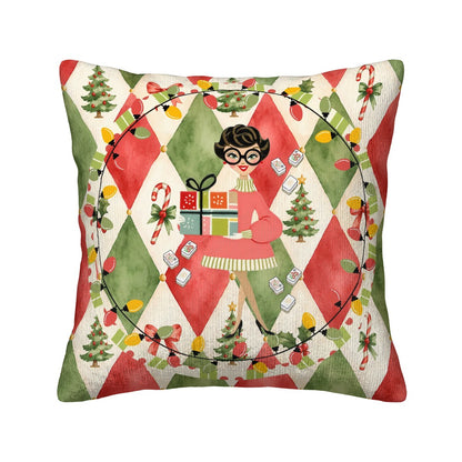 Mod Berry And Bright Christmas Corduroy Throw Pillow
