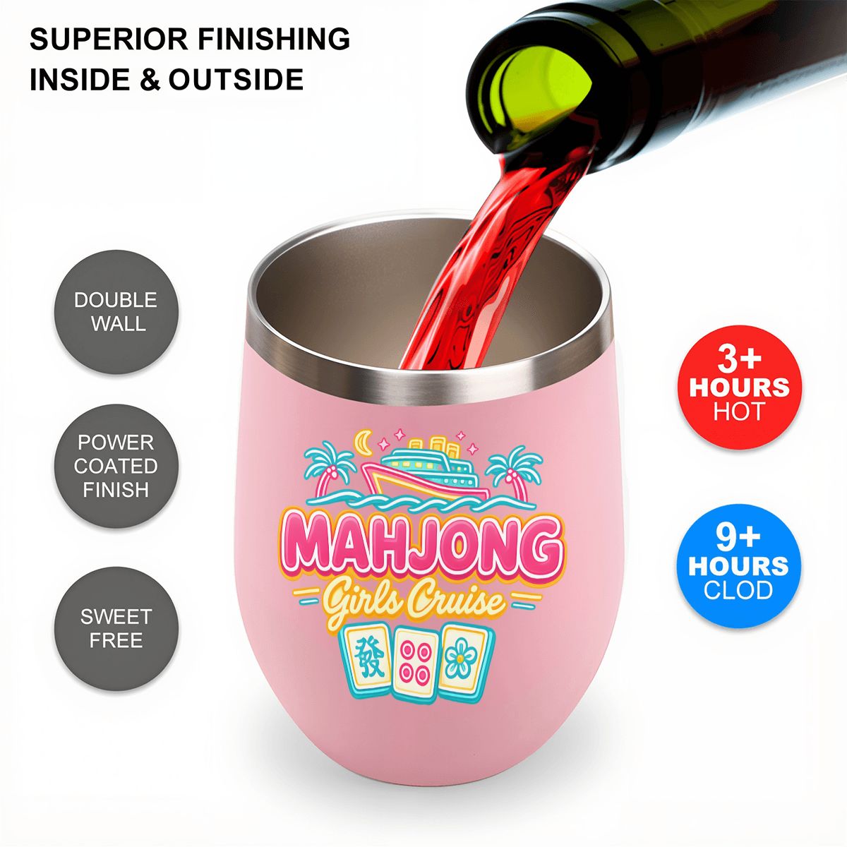 Mahjong Girls Cruise Egg - Shaped Tumbler - Splash of Color Co.