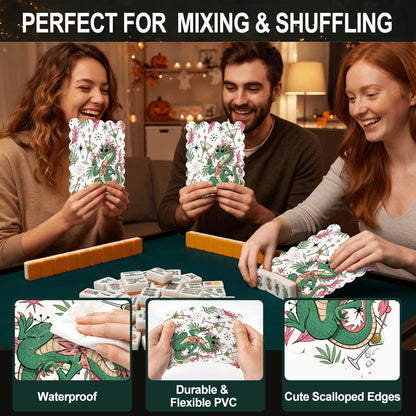 Dragon Tales Scalloped Mahjong Shuffler Cards Set of 4 - Splash Of Mahj And Color Co.