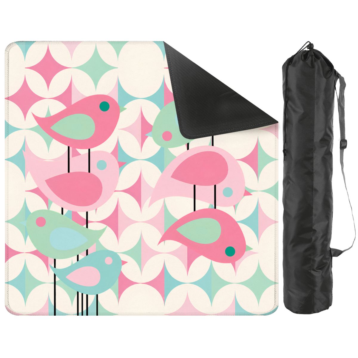 Scandinavian Folk Art Mod Birds Geometric Pastels Mahjong Mat - Splash Of Mahj And Color Co.