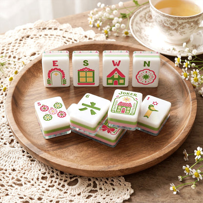 Modcentric Geometric Scandi Folk Art Christmas Mahjong Tiles And Carry Case - Splash Of Mahj And Color Co.