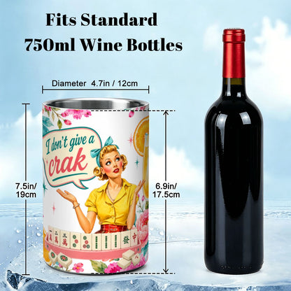 Funny Mahjong I Don't Give A Crack Stainless Steel Wine Chiller - Splash Of Mahj And Color Co.