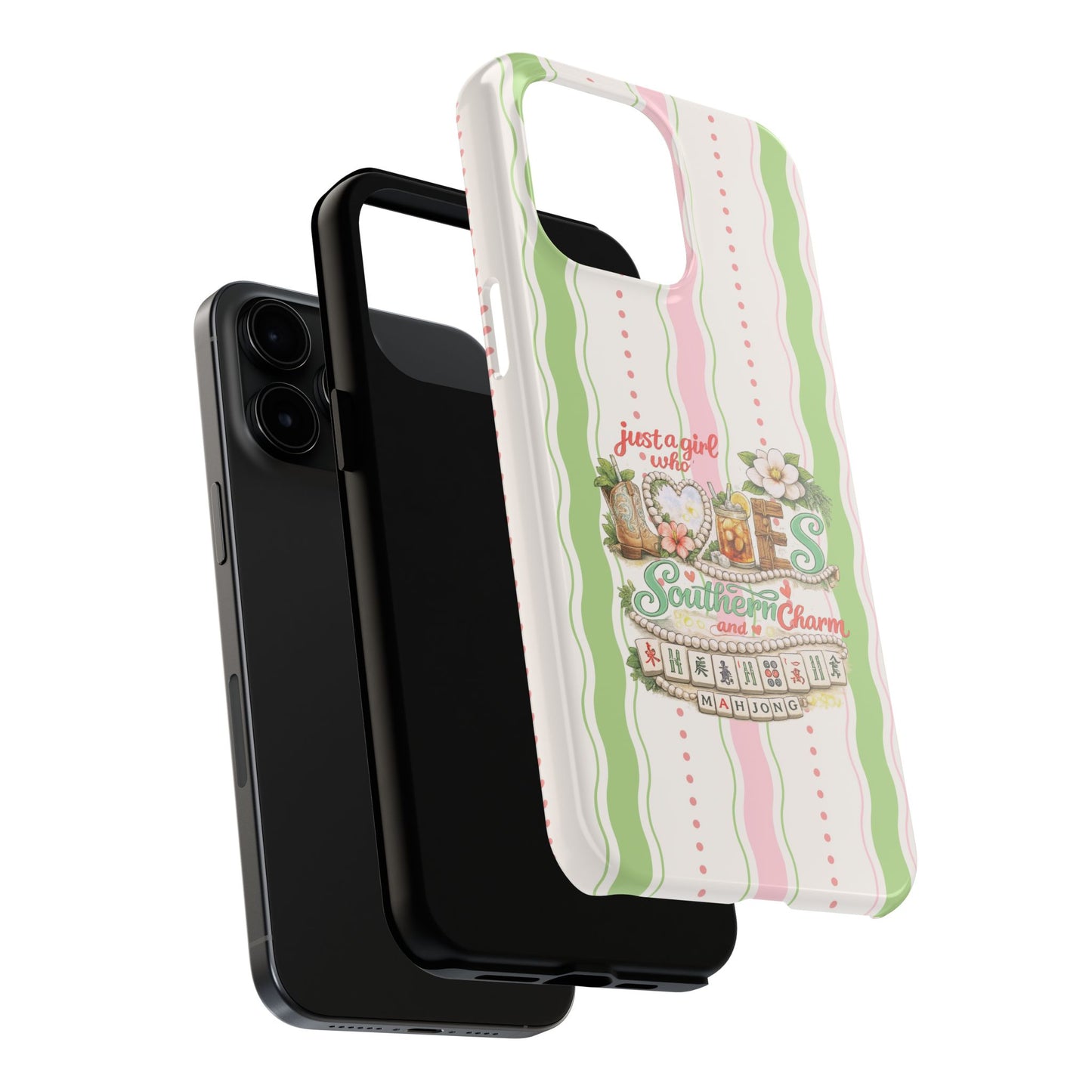 Just a Girl, Who Loves Southern Charm and Mahjong Preppy Pastel Phone Cases - Splash of Color Co.