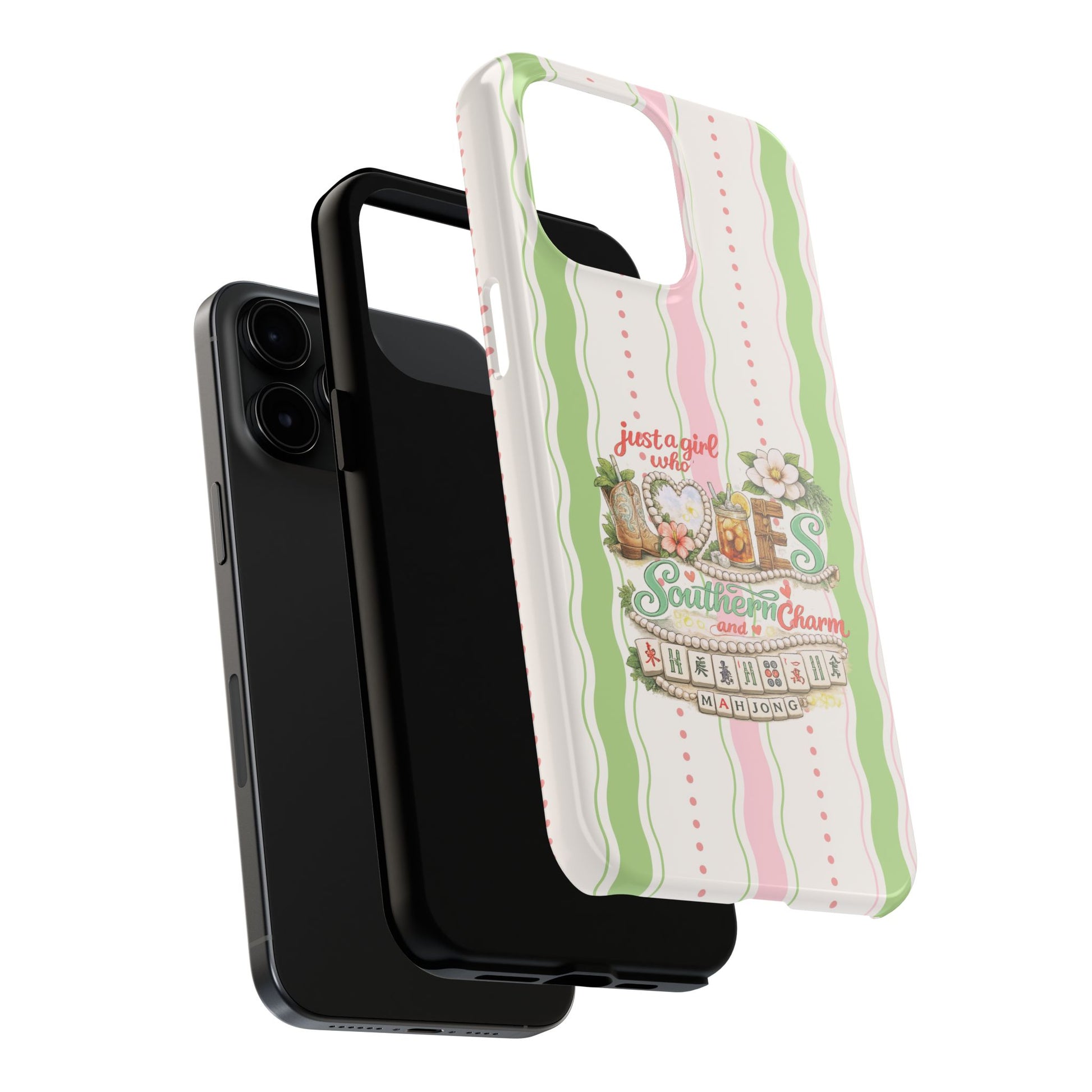 Just a Girl, Who Loves Southern Charm and Mahjong Preppy Pastel Phone Cases - Splash of Color Co.