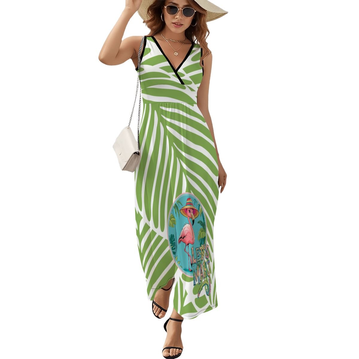 Tropical Oasis, Flamingo Let's Mahj Summer Sleeveless Maxi Dress - Splash of Color Co.