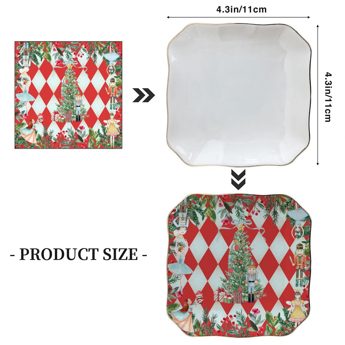 Harlequin Nutcracker Christmas Scalloped Ceramic Mahjong Dice Tray