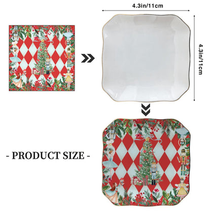 Harlequin Nutcracker Christmas Scalloped Ceramic Mahjong Dice Tray