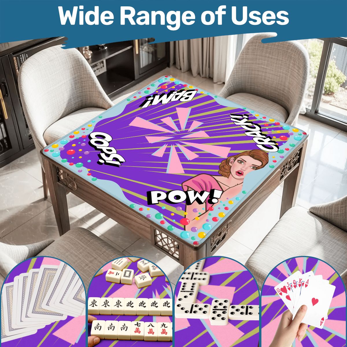 Purple Pop Art Mahjong Mat - Splash of Color Co.