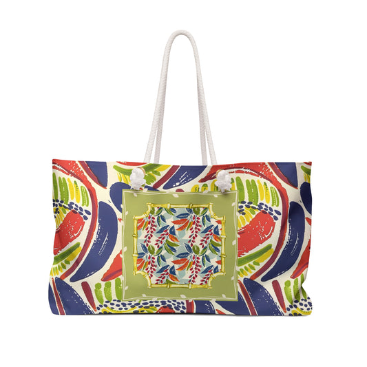 Floral Heritage Vibrant Weekender Bag, Floral Travel Tote, Mahjong Accessory Bag