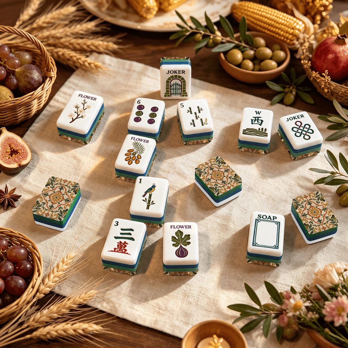 Mediterranean Tuscan Garden American Mahjong Tiles - Splash Of Mahj And Color Co.
