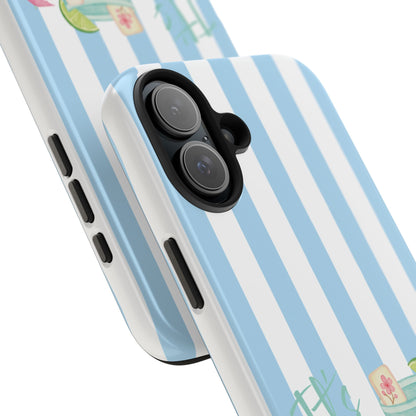 Mahjong Phone Case, Funny It's Kong O' Clock Somewhere, Blue White Preppy Style