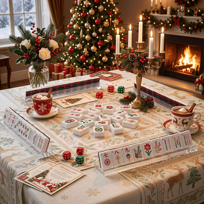 Christmas Plaid Glam Holiday Christmas Mahjong Tiles And Carry Case