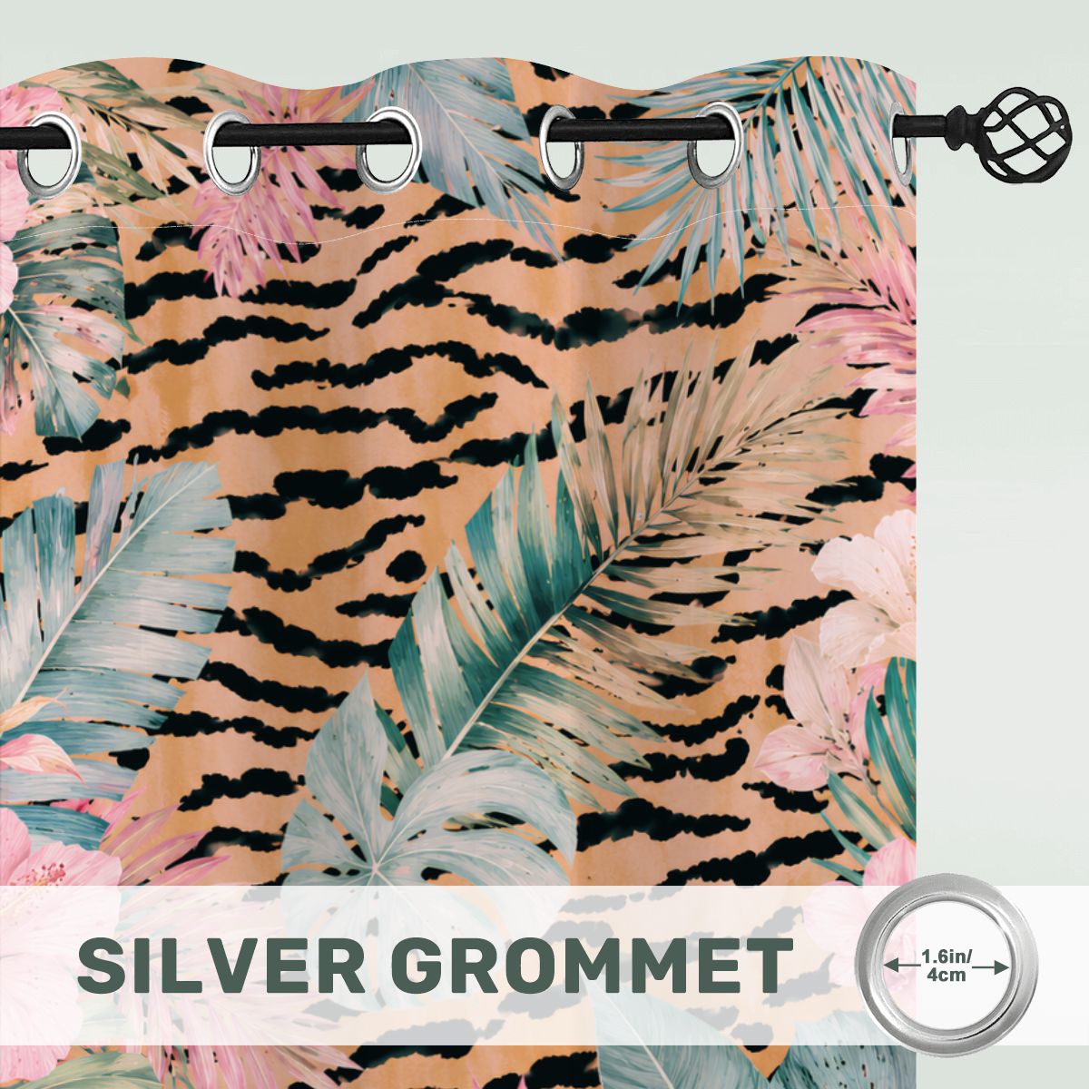 Jungle Love Chinoiserie  Tropical Tiger Blackout Curtains