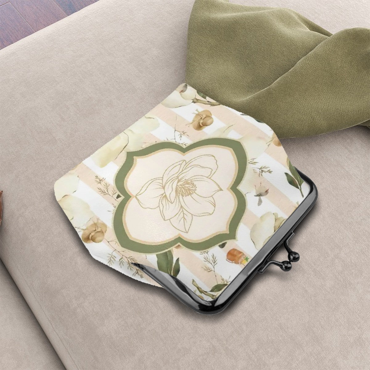 Magnolias And Sweet Tea Women's Leather Kiss Lock Coin Purse - Splash of Color Co.