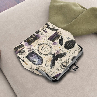 Edgar Allen Poe Gothic Women's Leather Kiss Lock Coin Purse