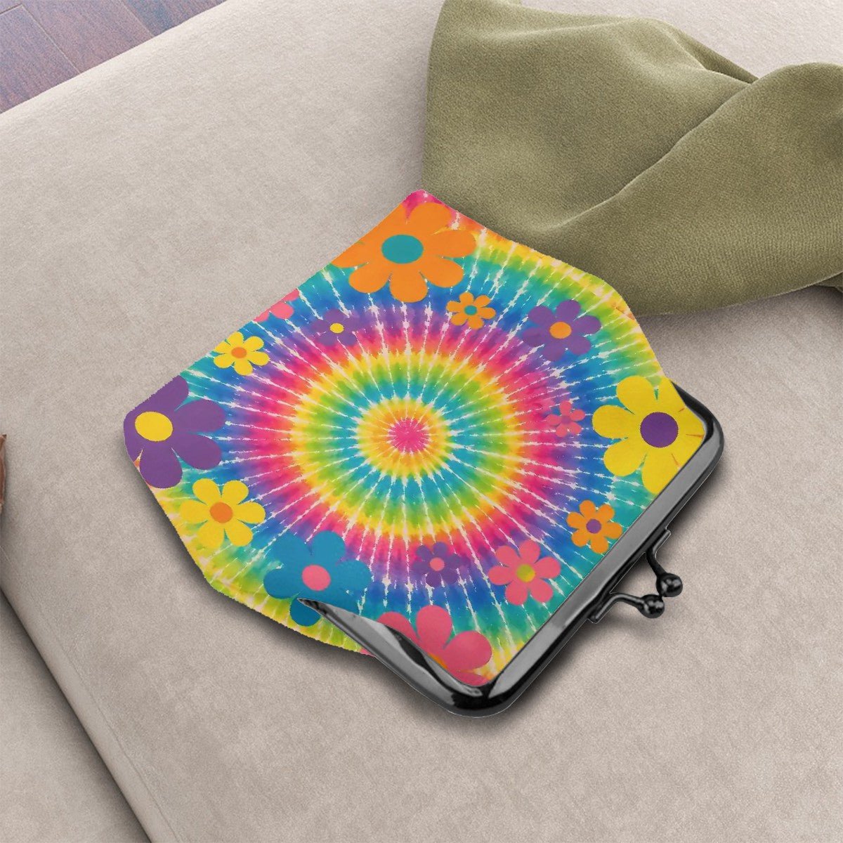 Tie Dye Women's Leather Kiss Lock Coin Purse - Splash Of Mahj And Color Co.
