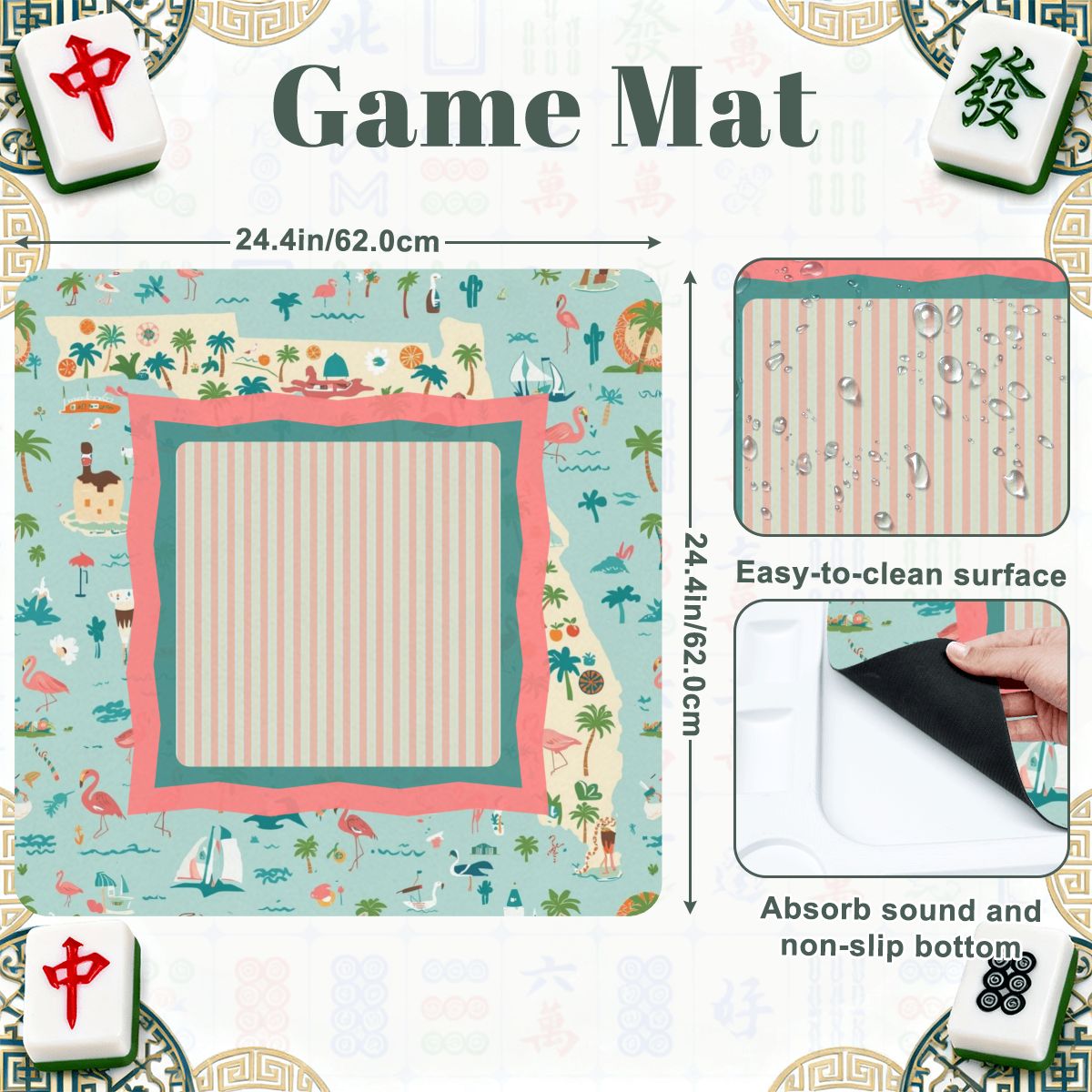 Florida Sunshine State Mini Mahj Mat And Foldable Mahjong Table - Splash of Color Co.