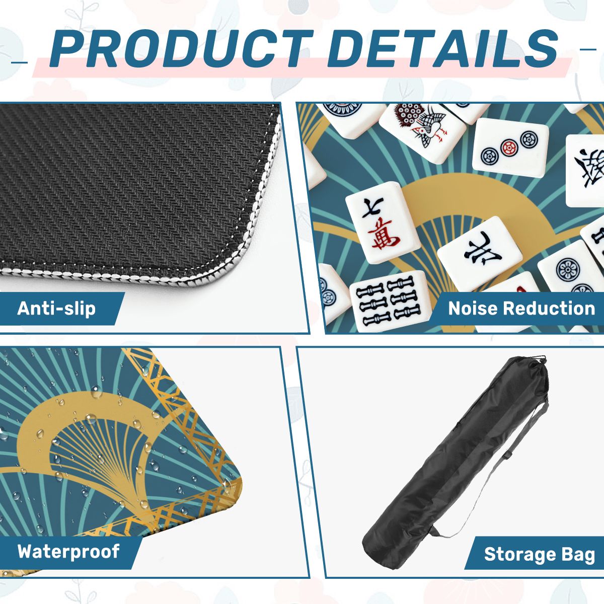 Art Deco Mahjong Mat Lady Luck’s Teal Lounge - Splash of Color Co.