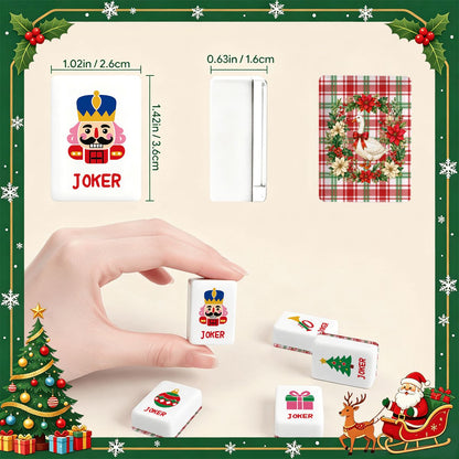 Christmas Goose Plaid And Playful Workshop Christmas Mahjong Tiles And Carry Case