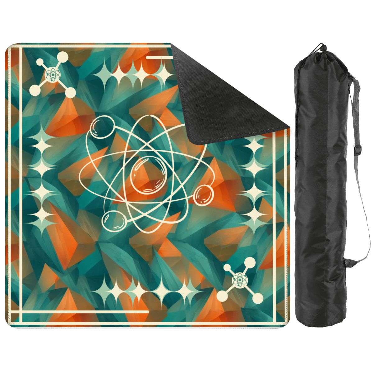 Super Sonic Atom Modern Orange Teal Mahjong Mat - Splash of Color Co.