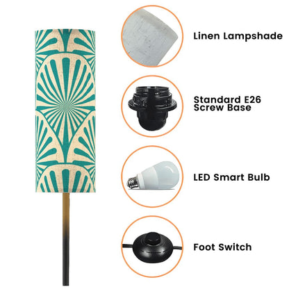 Art Deco Modern Floor Lamp, Radiating Teal Reading Nook Lamp - Splash of Color Co.