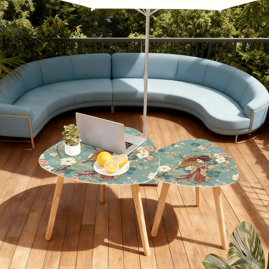 Asian Blossom Chinoiserie Modern Nesting Tables - Splash of Color Co.