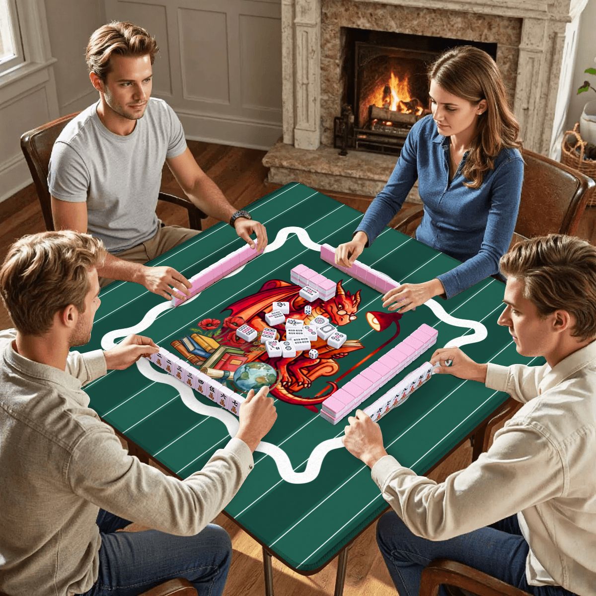 Dragon Tales Book Lover Mahjong Mat - Splash of Color Co.
