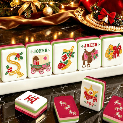 Merry Mahj Western Christmas Mahjong Tiles And Carry Case