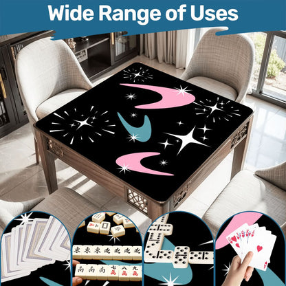 Sky Rockets In Flight, Black Modern Mahjong Mat - Splash of Color Co.