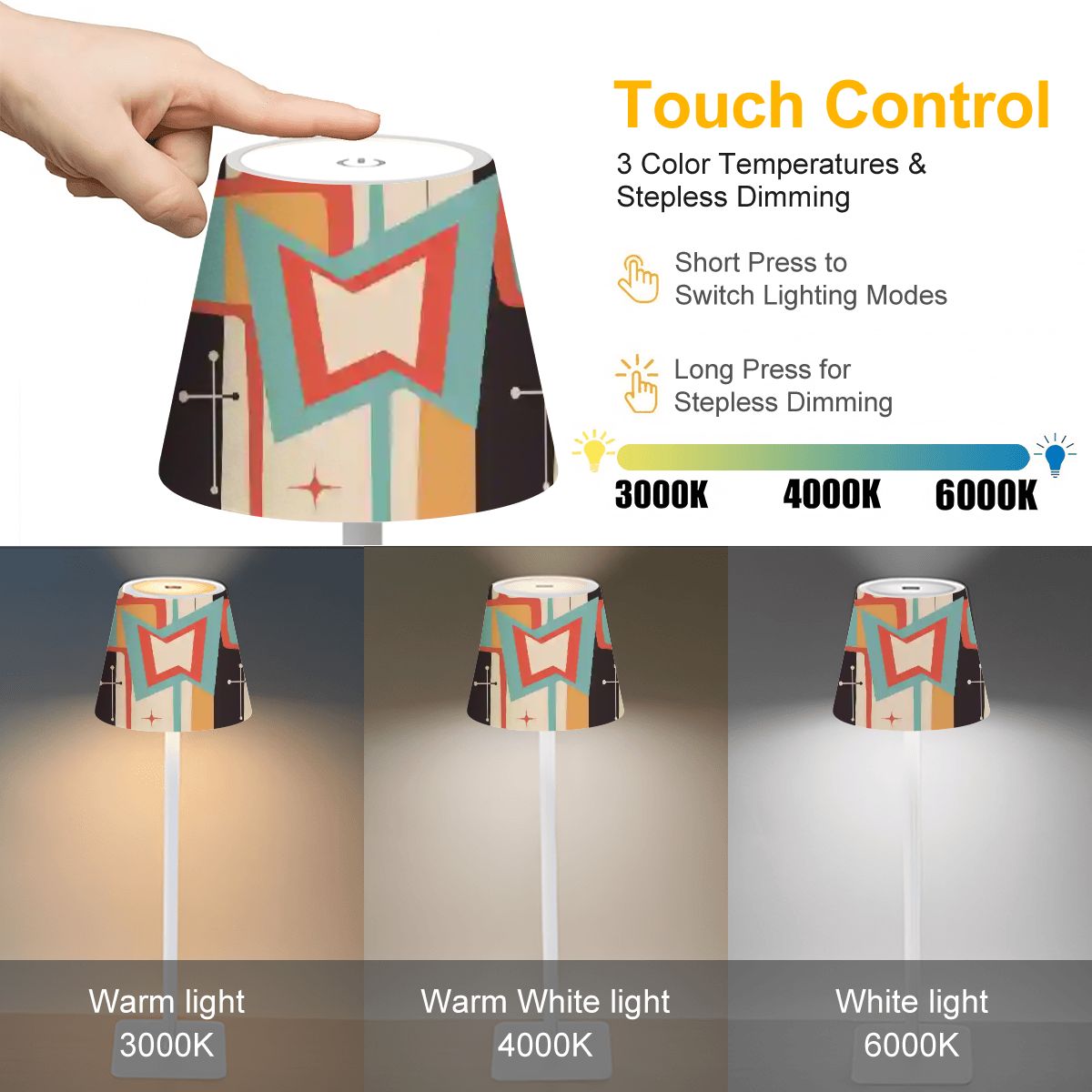 Mod Squad Modern Mahjong LED Cordless Table Lamp - Splash of Color Co.