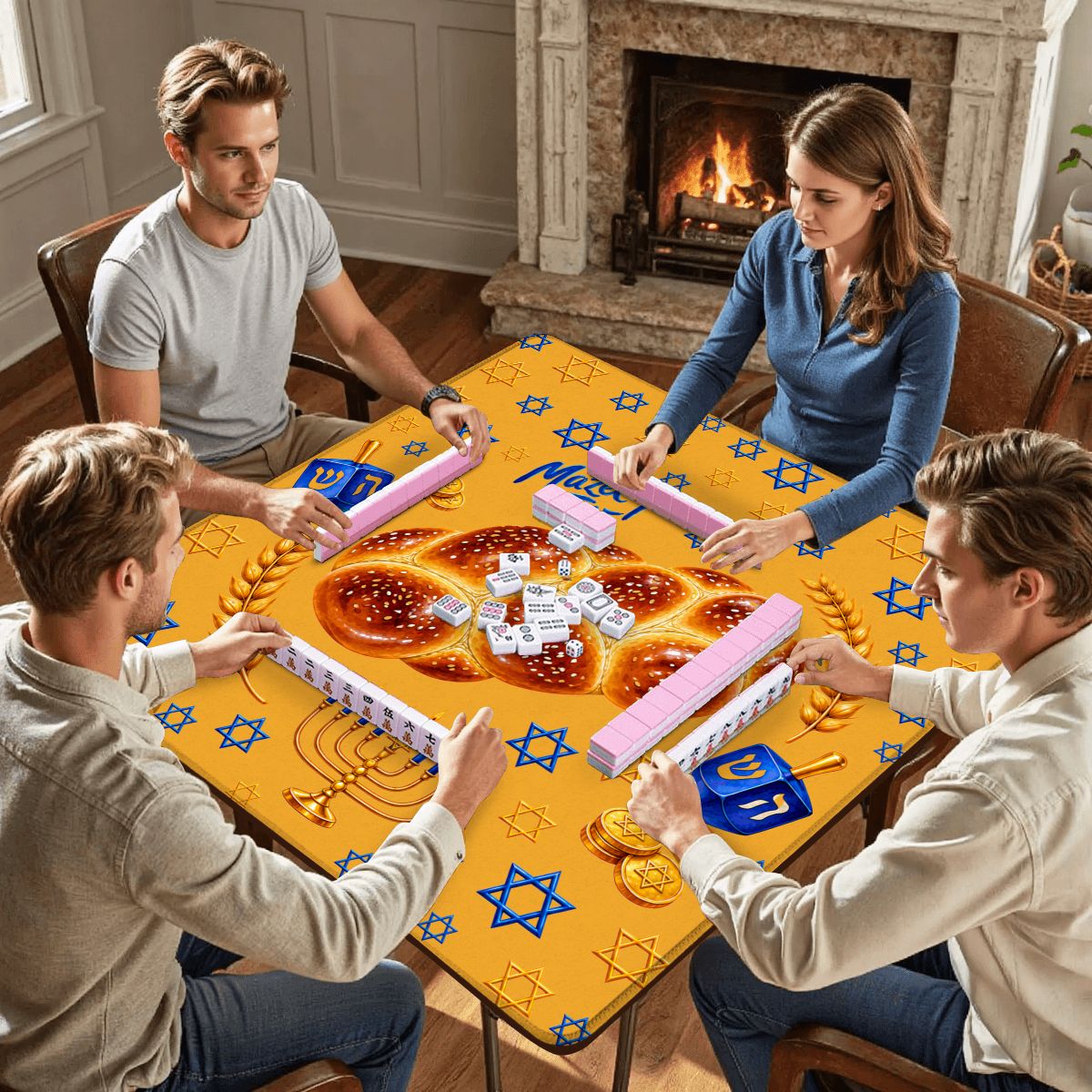 Mazel Tov Hanukkah Mahjong Mat - Splash Of Mahj And Color Co.
