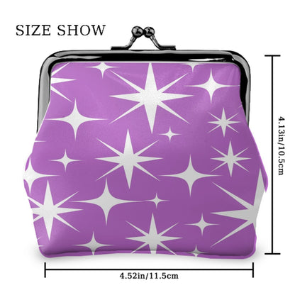 Lavender Lollipop Cosmic Vintage Women's Leather Kiss Lock Coin Purse - Splash of Color Co.