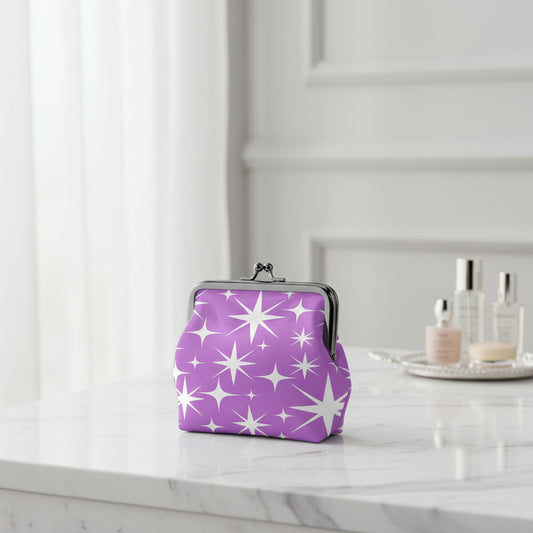 Lavender Lollipop Cosmic Vintage Women's Leather Kiss Lock Coin Purse - Splash of Color Co.