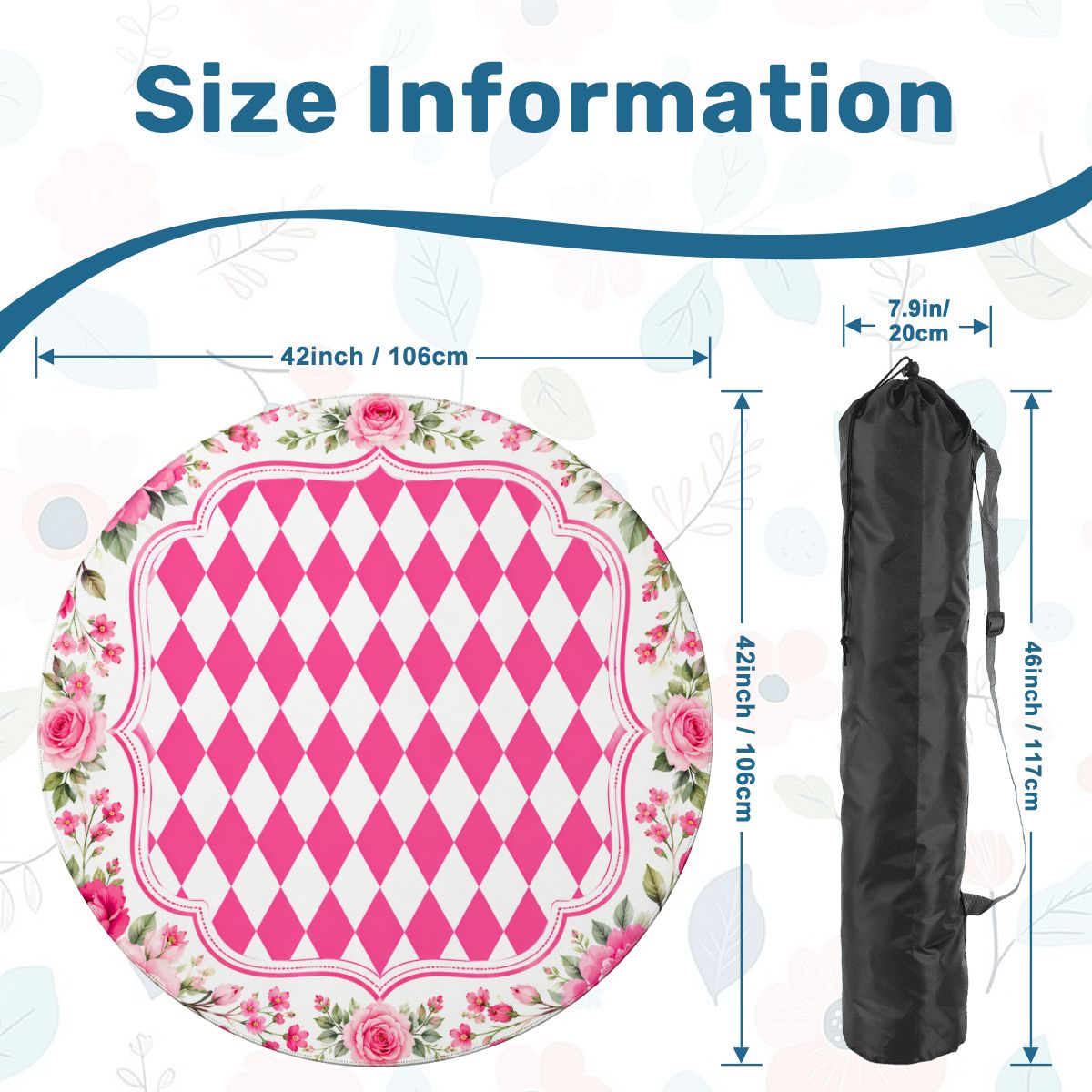 Harlequin Romance Hot Pink Vintage Floral Round Mahjong Mat
