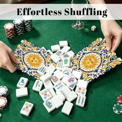 Under The Tuscan Sun Scalloped Mahjong Shuffler Cards Set of 4 - Splash Of Mahj And Color Co.