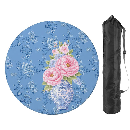 Asian Chinoiserie Ginger Jar Round Mahjong Mat - Splash Of Mahj And Color Co.