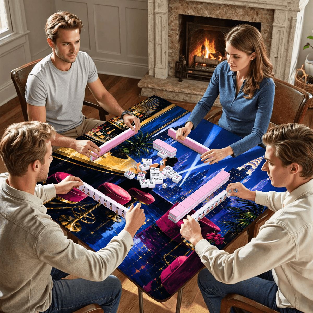 Midnight At The Oasis Art Deco Mahjong Mat