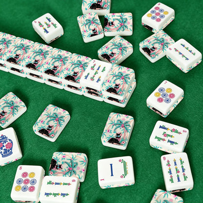 Mahj Meow Tropical Paradise Chinoiserie Mahjong Tiles With Carry Case - Splash Of Mahj And Color Co.