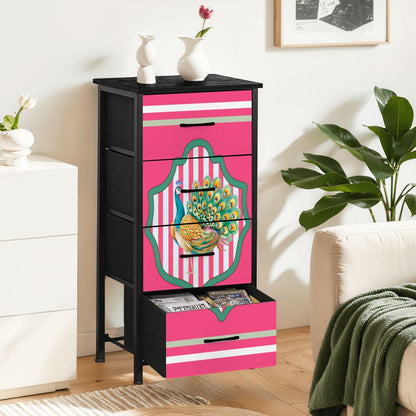 Pretty Pink Preppy Peacock 4 - Drawer Dresser - Splash of Color Co.