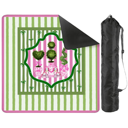 Preppy Staffordshire Chinoiserie Green And Pink Mahjong Mat - Splash of Color Co.