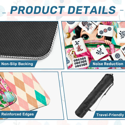 Mahjie The Mascot Harlequin Designed Mini Travel Mahjong Mat - Splash Of Mahj And Color Co.
