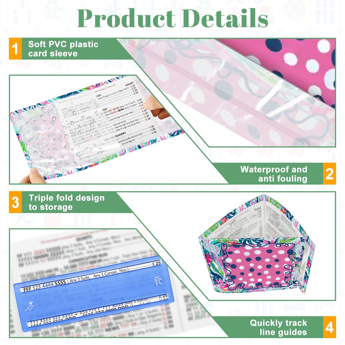 Preppy Pastel Garden Gala Whimiscal 4 Mahjong Card Holder with Line Finder - Splash of Color Co.