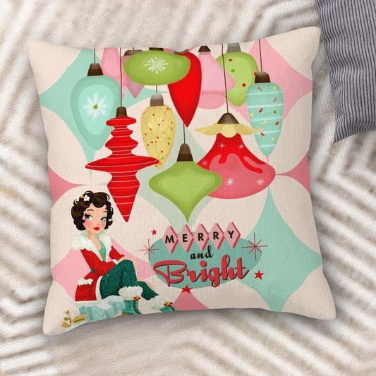 Merry And Bright Modernist Corduroy Throw Pillow Covers with Core - Splash Of Mahj And Color Co.