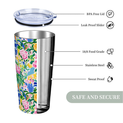 Sunny Citrus Chinoiserie Preppy Stainless Steel Insulated Tumblers with Lid & Straw (20oz)