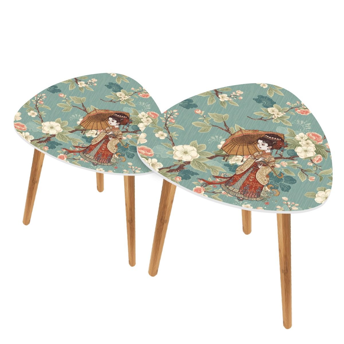 Asian Blossom Chinoiserie Modern Nesting Tables - Splash of Color Co.