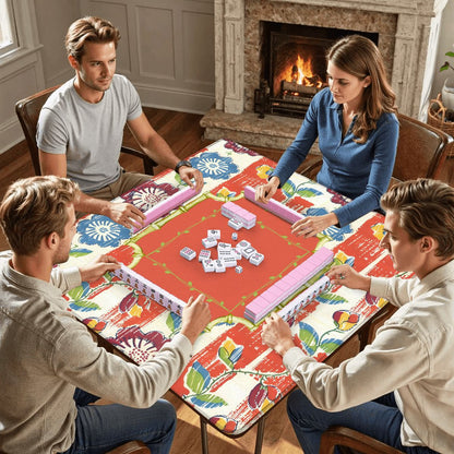 Vintage Floral Heritage Collection Mahjong Coral Blue Game Mat Mahjong Mat