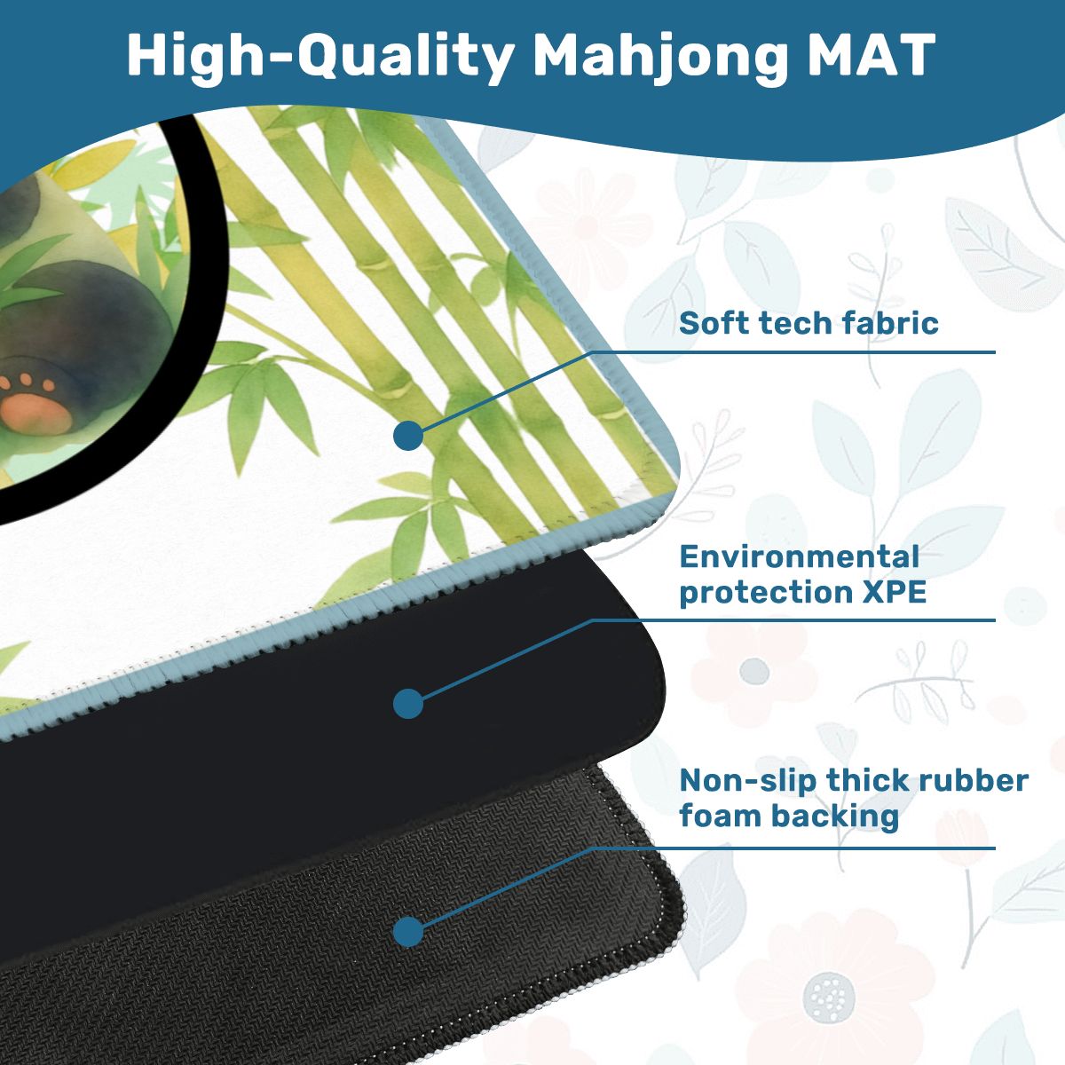 Lucky Bamboo Panda Bear Mahjong Mat - Splash of Color Co.