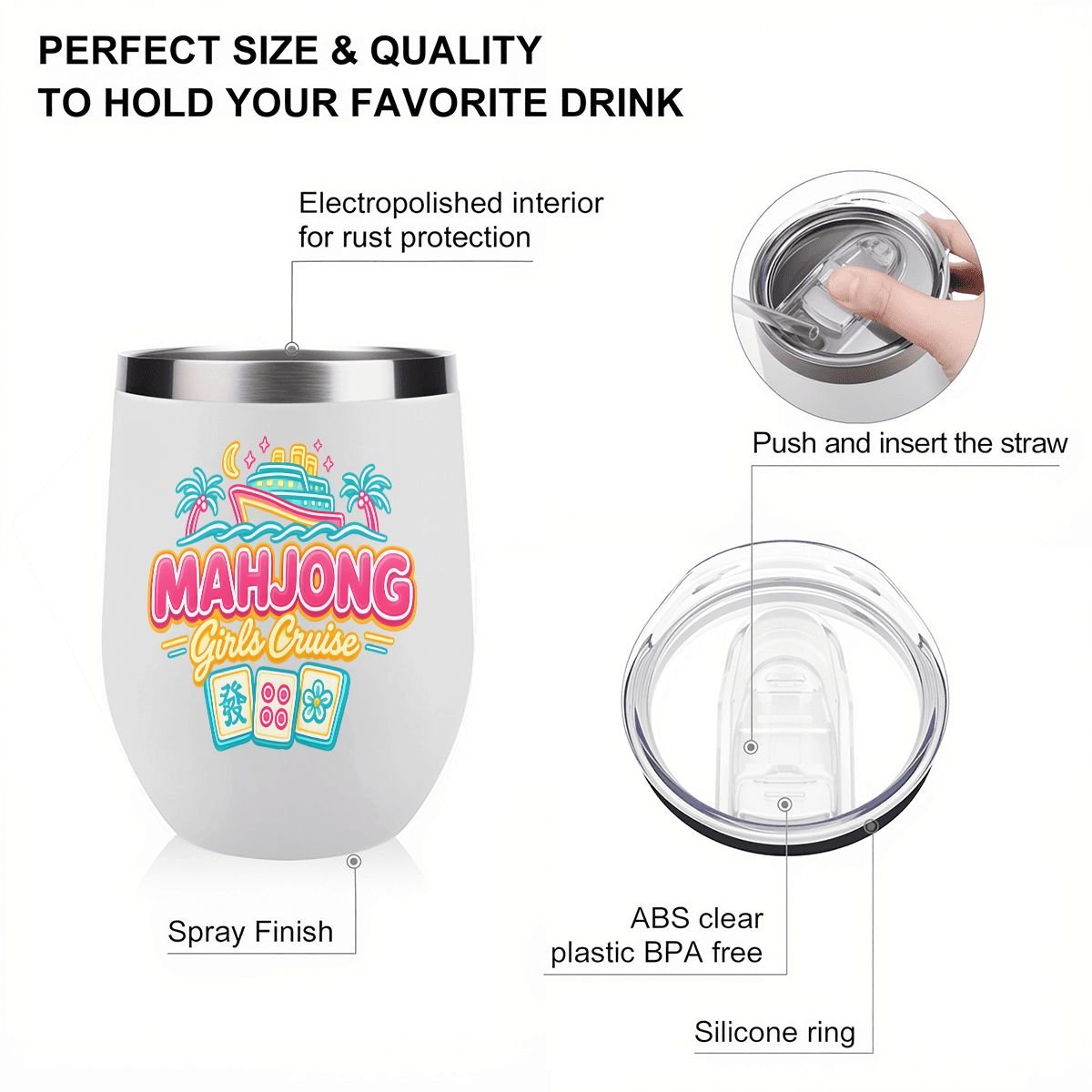 Mahjong Girls Cruise Egg - Shaped Tumbler - Splash of Color Co.